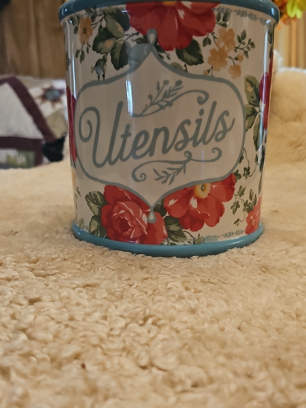 The Pioneer Woman Floral Utensils Holder in Blue and Red